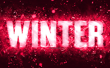 Happy Birtay Winter, , pink neon lights, Winter name, creative, Winter Happy Birtay, Winter Birtay, popular american female names, with Winter name, Winter HD wallpaper