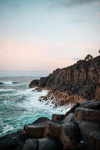 Nature, Stones, Sea, Waves, Rock, Horizon HD phone wallpaper