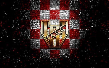 Instituto Atletico Central Cordoba, glitter logo, Primera Nacional, red white checkered background, soccer, argentinian football club, Instituto Atletico Central Cordoba logo, mosaic art, football, Instituto Atletico Central Cordoba FC HD wallpaper