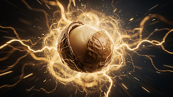Golden Macadamia Surge —, Nut, Lightning, Energy HD wallpaper