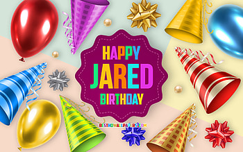 Happy Birtay Jared, , Birtay Balloon Background, Jared, creative art, Happy Jared birtay, silk bows, Jared Birtay, Birtay Party Background HD wallpaper