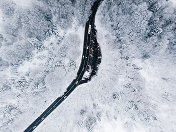 Winter, Nature, View From Above, Road, Forest HD wallpaper
