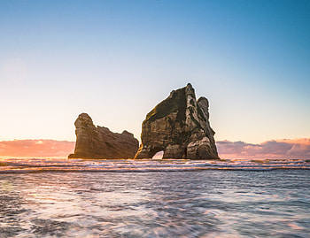 Wharariki beach, arch, nature, sunset HD wallpaper