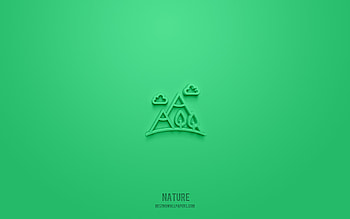 Nature 3d icon, green background, 3d symbols, Nature, ecology icons, 3d icons, Nature sign, ecology 3d icons HD wallpaper