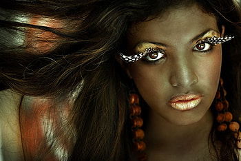 Beauti Woman, makeup, black, model, hair, woman, female HD wallpaper