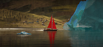 Rivers, Art, Village, Boat HD wallpaper