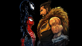 Marvels Spider Man 2 Face Off, marvels-spider-man-2, spiderman-2, spiderman, 2023-games, games, ps4-games, ps5-games, artwork, artist, digital-art HD wallpaper