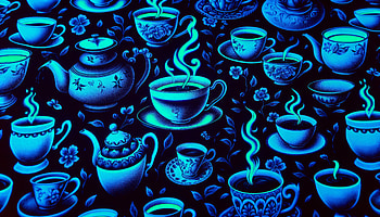 Enchanting Black Tea Aroma, black tea, teapot, pattern, blue HD wallpaper