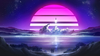 Neon Nova Watching Love Ascend With Rocket Dreams, artist, artwork, digital-art, synthwave, artstation HD wallpaper