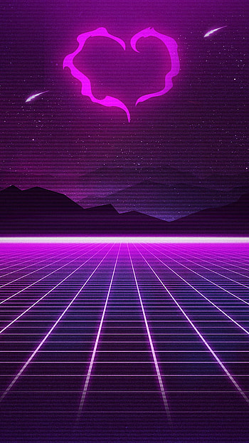 purple heart, coracao, roxo, lofi, asthetic, synthwave HD phone wallpaper