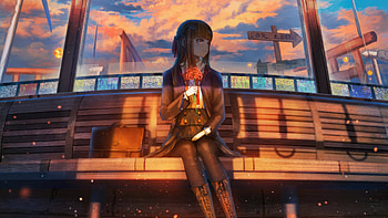 Anime Girl Awaits With Flowers, anime-girl, anime, artist, artwork, digital-art, pixiv HD wallpaper
