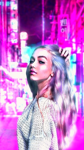 Cyberpunk girl, hair, lip, city, light, graphic, anime HD phone wallpaper
