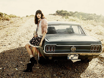 Women Cars Roads Vehicles Ford Mustang Girls With Cars Gravel Rear View Cars HD wallpaper