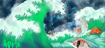 Anime, One Piece, Fish, Ocean, Ship, Wave HD wallpaper