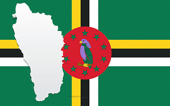 Dominica map silhouette, Flag of Dominica, silhouette on the flag, Dominica, 3d Dominica map silhouette, Dominica flag, Dominica 3d map HD wallpaper