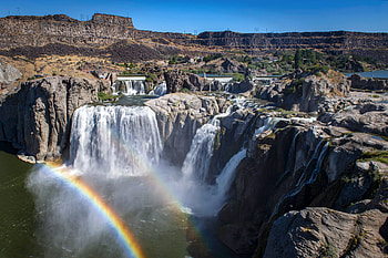 Shoshone Waterfalls, Idaho, waterfalls, nature, rainbow, usa HD wallpaper