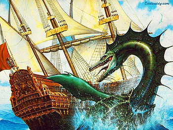 Sea Dragon, sea, dragon, ship, green HD wallpaper
