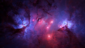 Cosmos, blue, pink, nebula, fantasy, space, tim barton HD wallpaper
