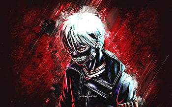 Ken Kaneki, Tokyo Ghoul, portrait, red stone background, Kaneki Ken, Tokyo Ghoul characters, Ken Kaneki Tokyo Ghoul, grunge art HD wallpaper