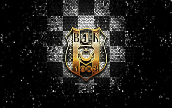 Besiktas Basketbol, glitter logo, Basketbol Super Ligi, white black checkered background, basketball, turkish basketball team, Besiktas Basketbol logo, mosaic art, Turkey, Besiktas JK HD wallpaper