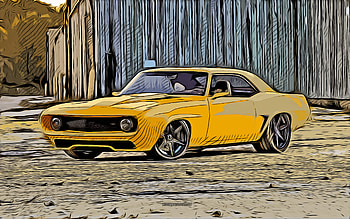 Chevrolet Camaro, 1969, , vector art, Chevrolet Camaro drawing, creative art, Chevrolet Camaro art, vector drawing, abstract cars, car drawings, Chevrolet HD wallpaper