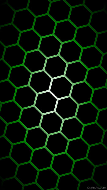 glow hexagon green gradient white black HD phone wallpaper