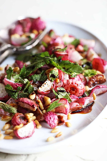 Roasted radish, Balsamic mint salad, Refreshing combination, The toasted pine nut HD phone wallpaper