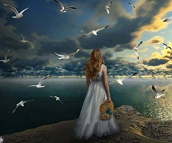 Waiting, birds, graphy, fantasy, beaches, cool, nature, people HD wallpaper