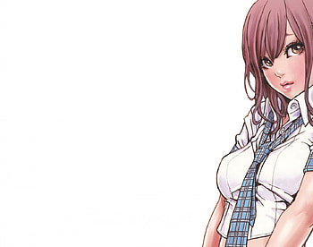 Anime, sexy, anime girl, kawaii, simple background, red hair, longhair, tie HD wallpaper
