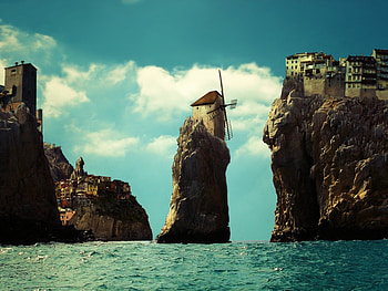 Landscape, Mountains, Sea HD wallpaper