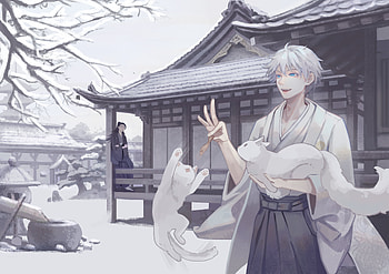Satoru Gojo, Jujutsu Kaisen, Suguru Geto, Anime, Black Hair, Blue Eyes, Kimono, White Hair HD wallpaper
