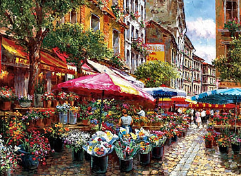 Paris Street F1, architecture, art, vendors, beautiful, cityscape, artwork, scenery, wide screen, painting, street, flowers, Paris HD wallpaper