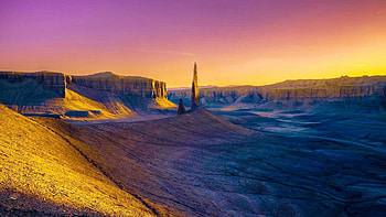 Lone Spire at Sunset, Utah, rocks, canyons, desert, landscape, colors, sky, usa HD wallpaper