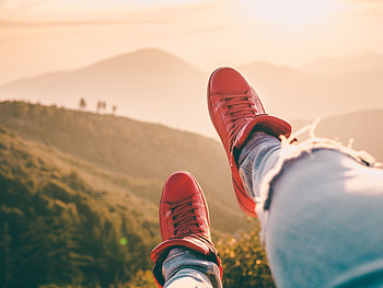 Mountains, Miscellanea, Miscellaneous, Legs, Sneakers HD wallpaper