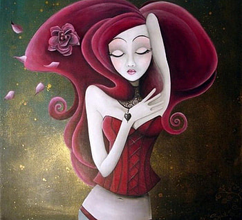sensual art female, fantasy, art, red, sensual, female HD wallpaper
