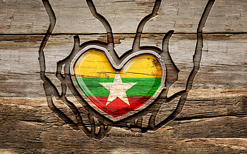 I love Myanmar, , wooden carving hands, Day of Myanmar, Myanmar flag, Flag of Myanmar, Take care Myanmar, creative, Myanmar flag in hand, wood carving, Asian countries, Myanmar HD wallpaper
