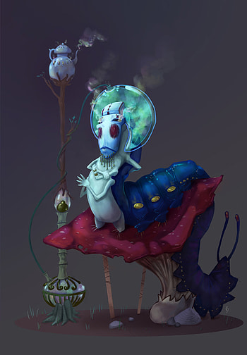 Blue Caterpillar, Alice in Wonderland, Movies, Artstation HD phone wallpaper