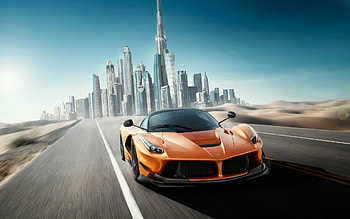 Ferrari LaFerrari, Dubai, Orange supercar, UAE HD wallpaper