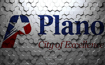Flag of Plano, Texas, honeycomb art, Plano hexagons flag, Plano, 3d hexagons art, Plano flag HD wallpaper
