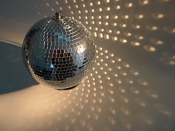 Mirror ball, Disco ball, LED stage lights, Shimmering reflections HD wallpaper