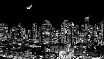 Moonlit City, moonlit, moonlight, city at night, city night HD wallpaper