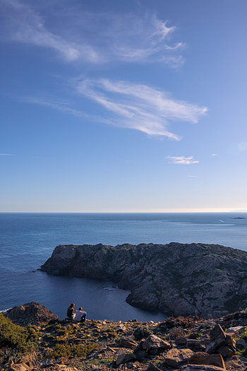 Nature, Mountains, Sea, Couple, Pair, Break, Precipice HD phone wallpaper
