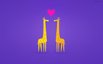 Giraffe, couple, love, minimal, cartoon HD wallpaper