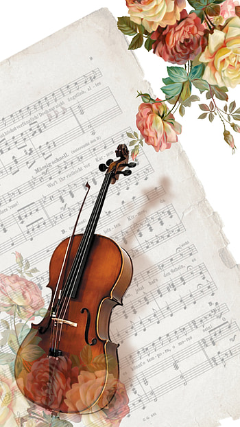 Violin, MUSIC, DESIGN, LETTER, SONG, FLOWERS, , SAMSUNG, MUSICAL HD phone wallpaper