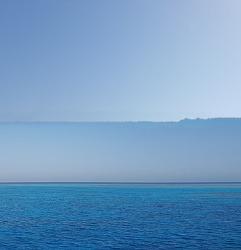 Blue sea, skyline, sky, horizon HD phone wallpaper