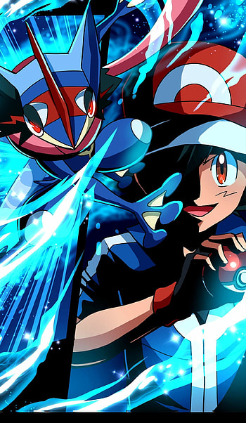 Ash-Greninja power, Pokmon battle, Action-packed scenes, Animated HD phone wallpaper