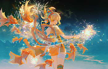 Yoimiya’s Radiant Fireworks – Stunning Genshin Impact, Yoimiya (Genshin Impact), Genshin Impact HD wallpaper