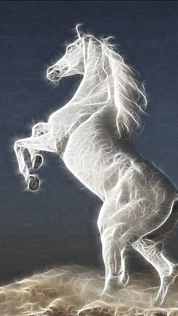 Luminous White Fractal Stallion, fractal, white, Animal, horse HD phone wallpaper