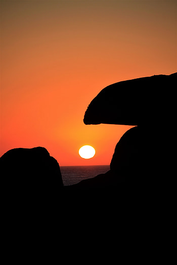 Sunset, Sun, Rocks, Dark HD phone wallpaper