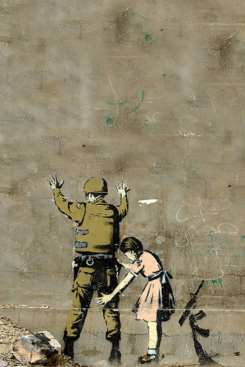 Girl Frisking Soldier, Banksy HD phone wallpaper